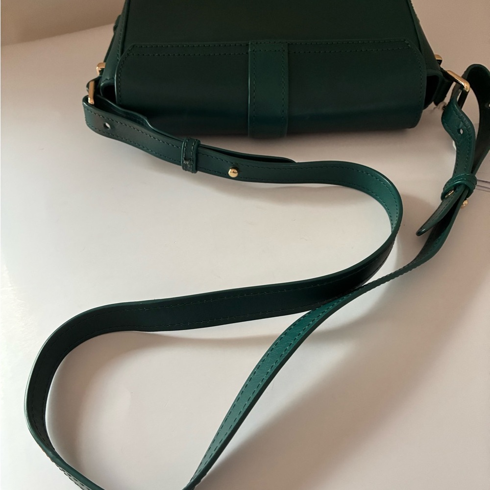 &Other Stories Paris Atelier Saddle Bag - Chrome Free Leather - Emerald Green. - Picture 4 of 8